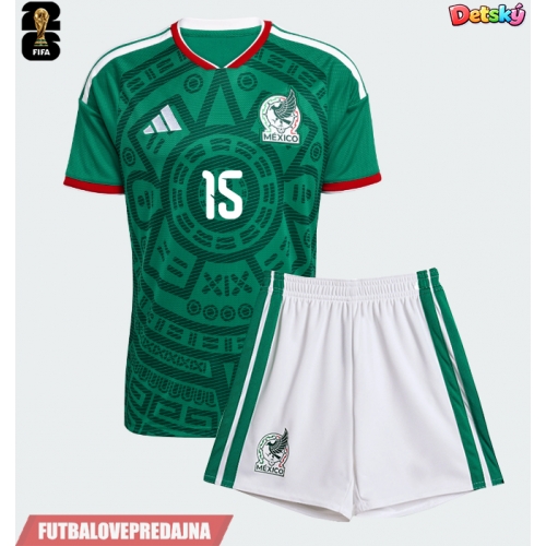 Lacne Dětský Futbalové dres Mexiko Israel Reyes #15 MS 2026 Krátky Rukáv - Domáci (+ trenírky)